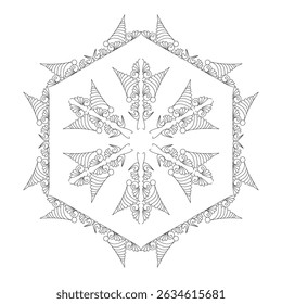 Radiant Center Mandala template Coloring Book Page. Easy Mandala Coloring Book Pages for Adults to Relax, Experiences Give Relief. Resizeable Vector File