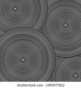 Radiant circle abstract black and white colors for illusion background. black and white mirage pattern abstract background. When looking makes effect  dizzy.