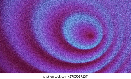 Gradiente circular radiante com ondas em expansão aprimoradas por um ruído granuloso rico criado a partir de milhares de pontos individuais. Anéis ondulantes suaves formando profundidade hipnótica e movimento para projeto digital na moda