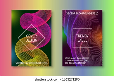 Radiant cover template with stream of dots and lines. Futuristic multicoloured brochures or packaging backgrounds design.
