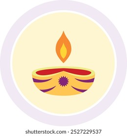 Radiant Diya Illumination Icon Representing Light, Tradition, and Spirituality, Perfect for Highlighting Festivals, Ceremonies, and Cultural Celebrations with Warmth and Beauty