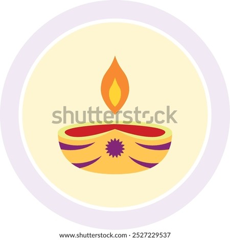 Radiant Diya Illumination Icon Representing Light, Tradition, and Spirituality, Perfect for Highlighting Festivals, Ceremonies, and Cultural Celebrations with Warmth and Beauty