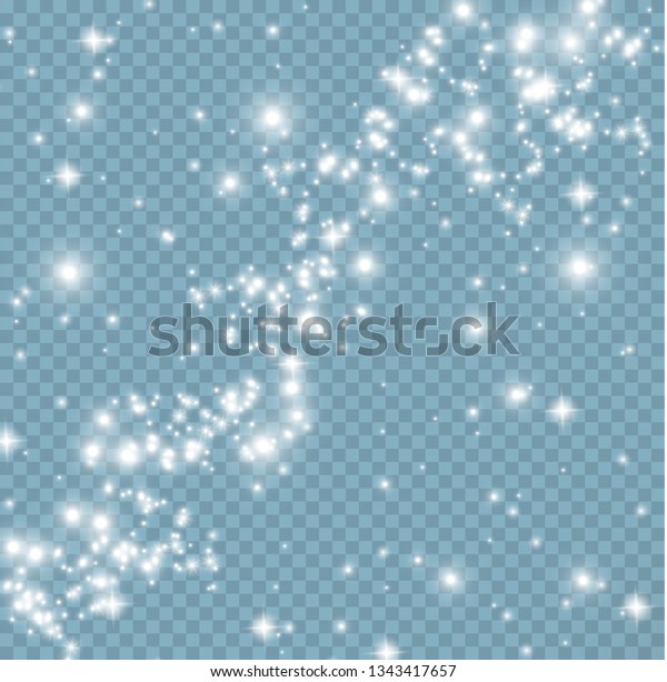 晴れやかな埃 きらめくほこり 小さなきらめく明るい青と白の光 透明な背景にスペースダスト 魅力的な星が輝き ほこりを放つ ベクターイラスト のベクター画像素材 ロイヤリティフリー