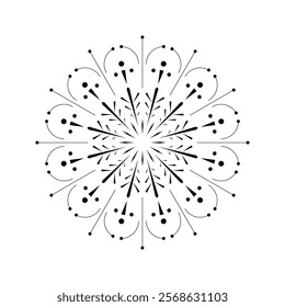 Radiant firework explosion with bursting spark rays. Abstract flare icon showing light outbreak. Minimalist sunburst graphic isolated in black on white background