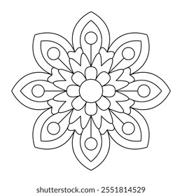 Radiant Floral Blossoming Beauty Coloring book mandala page for kids, vector file,Oriental Mandala, wall art, simple mandala art, Design for a wallpaper Paint shirt and tile Sticker, vector file