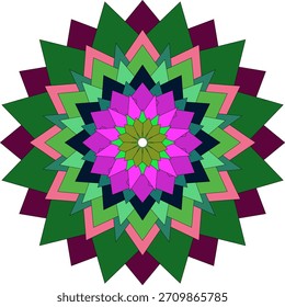Obra de arte geométrica radiante del mandala que combina Elementos artísticos florales abstractos coloridos