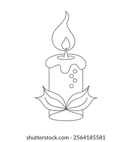 Radiant Glow Candle in Line Art