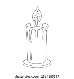 Radiant Glow Candle in Line Art