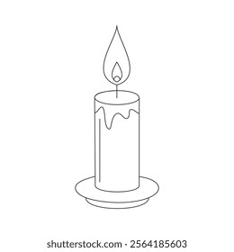 Radiant Glow Candle in Line Art