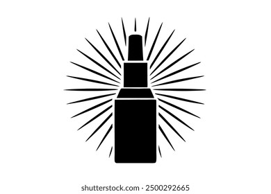 Icono y Clipart del logotipo de los cosméticos del arte de la línea del Vector de la fundación del resplandor radiante en el fondo blanco