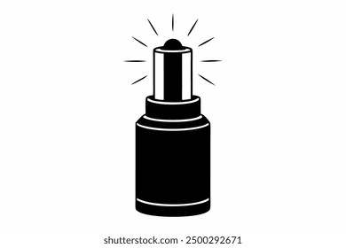 Icono y Clipart del logotipo de los cosméticos del arte de la línea del Vector de la fundación del resplandor radiante en el fondo blanco