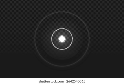 Radiant glowing circle with concentric light rings, creating a dynamic pulse effect. Ideal for sci-fi designs, energy concepts, and digital light overlays.