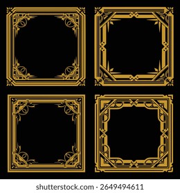 Radiant Gold Floral Borders Decorative Collection Glistening Elements
