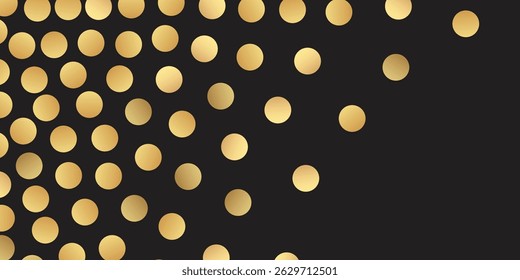Radiant Golden Glitter Dots with black background and Falling Confetti Glistening on a White Transparent Background, Adding a Luxurious and Sparkling Touch to Your Celebrations