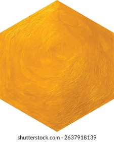 A radiant golden hexagon in vector format with oil painting texture. Swirling strokes add dynamic energy, blending classic art with modern design.