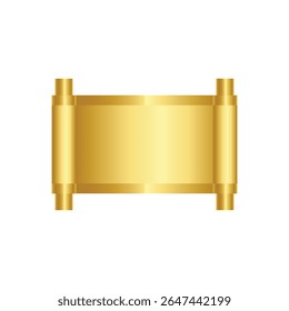 A radiant, golden scroll dominates the composition, presented in a straightforward, centered view. 