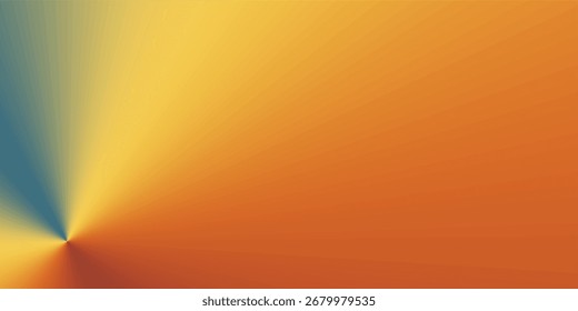 A radiant gradient background with a sharp point radiating outward across the frame, transitioning from deep blue to yellow and then to a warm orange hue.