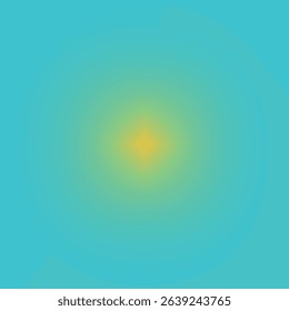 A radiant gradient of turquoise fading into a soft yellow orb at the center of the composition frame