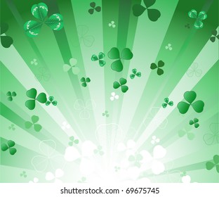 radiant green background, decorated with stylized shamrocks.