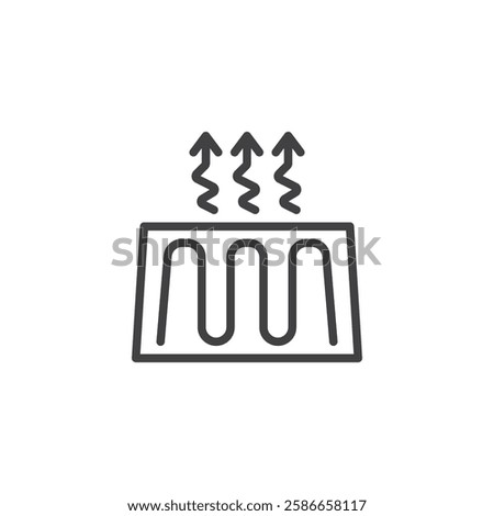 Radiant Heating line icon. linear style sign for mobile concept and web design. Floor heating system with heat waves rising outline vector icon. Symbol, logo illustration. Vector graphics