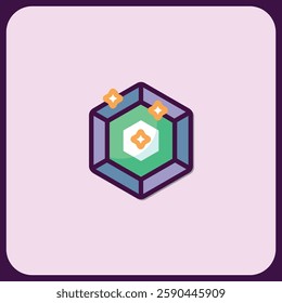 Radiant Hexagon Gemstone Icon Design