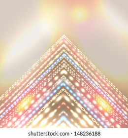 Radiant holiday background for abstract design. Stylized arrow with place for Your text. Vector image. 