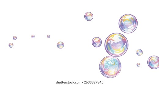 Radiant, iridescent soap bubbles floating gracefully, reflecting dazzling hues. A mesmerizing, dreamy aesthetic perfect for backgrounds, creative designs, and vibrant visual projects.