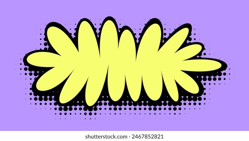 A radiant lemon zest yellow floral graphic sprawls across a rich lavender halftone background, capturing the essence of vibrant pop art.