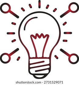 Radiant light bulb graphic symbolizing innovative thinking, the generation of brilliant concepts, problem-solving