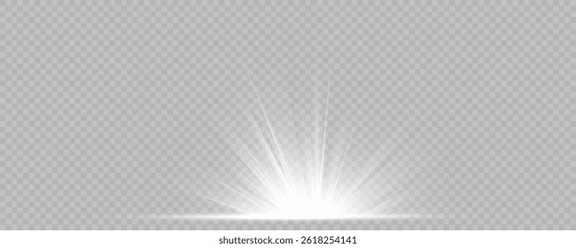 Radiant light burst forms celestial flash of brilliance. White flare glows with shimmering halo on glassy space. Star spark explodes softly in high-impact shine effect. Magic dust twinkles