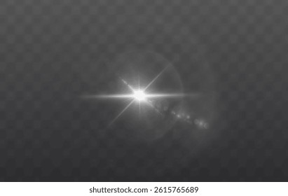 Radiant light and sunshine elements with glow, lens flares, and vibrant sunbeams. A perfect design for summer, weather, or seasonal graphics featuring shiny bursts and magical optical effects