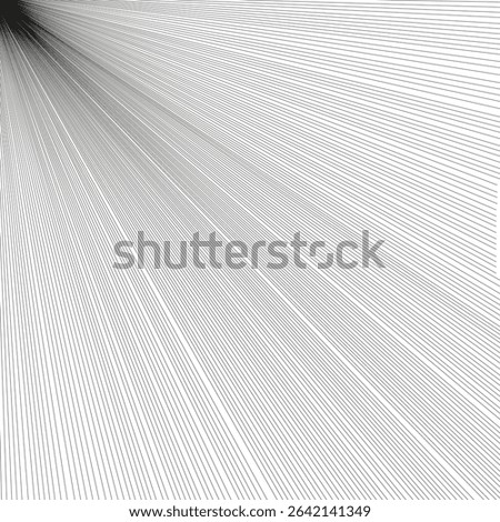 Radiant line figure. Vector white rays. Abstract light shape. Directional stroke form.