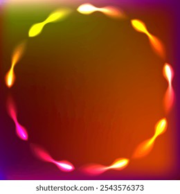 Quadro de Círculo de Luz de Néon Radiante em Fundo de Vetor Vermelho Escuro
