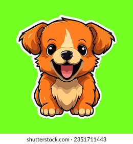 Radiant Orange Dog Smile, Irresistibly Cute Sticker