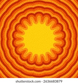 Radiant orange and yellow sunburst design with ripple effects. Vector illustration for summer or energy themes.