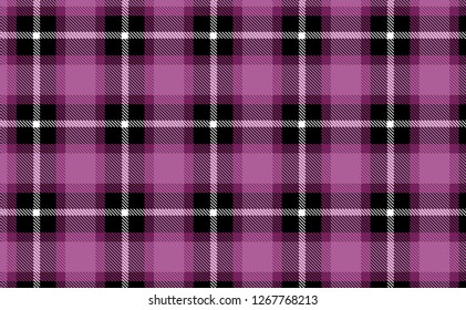 Radiant Orchid purple color themed plaid SCOTTISH TARTAN Checkered Fabric Pattern background.