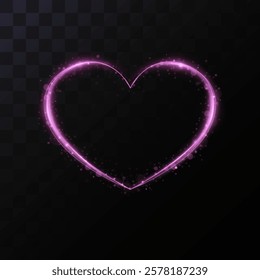 Radiant pink glitter heart with sparkling particles on a dark background. Perfect for Valentine's Day cards, romantic banners, or festive decorations.