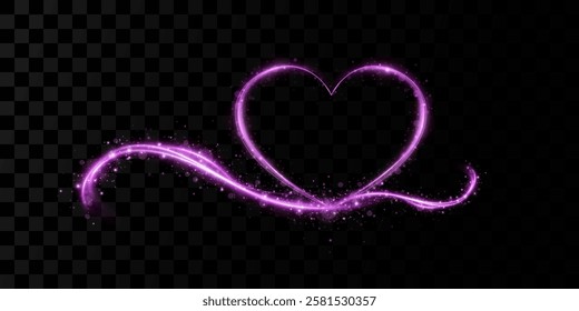 Radiant pink glitter heart with sparkling particles on a dark background. Perfect for Valentine's Day cards, romantic banners, or festive decorations.