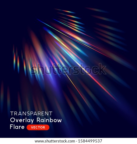 Radiant rainbow lens light leak flare. Vector illustration.