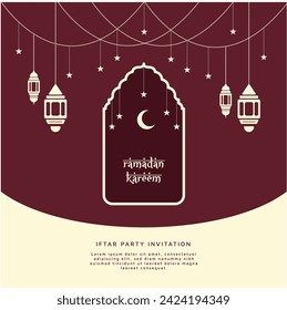 Radiant Ramadan Iftar Invitation: Elegant Poster Design for Your Festive Gathering, Featuring Islamic Artistry and Warm Welcoming Text. Capture the Spirit of Ramadan with Our Unique Design!