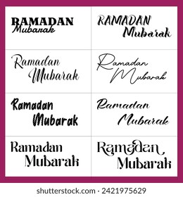 Radiant Ramadan: Mubarak English Text Style Collection - Illustrieren Sie Ihre Designs mit eleganter Typografie, Perfekt für festliche Grüße, Social Media Posts und Print-Projekte.