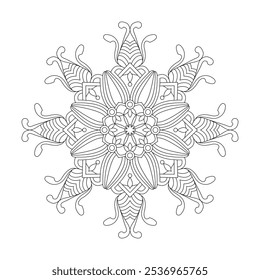 Radiant Realms Mandala coloring book page. Easy Mandala Coloring Book Pages for Adults to Relax, Experiences Give Relief. Resizeable Vector File
