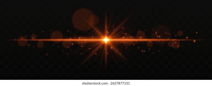 Radiant red burst with glowing star flare and soft bokeh particles on transparent dark background. Perfect for light effects, overlays, and design highlights