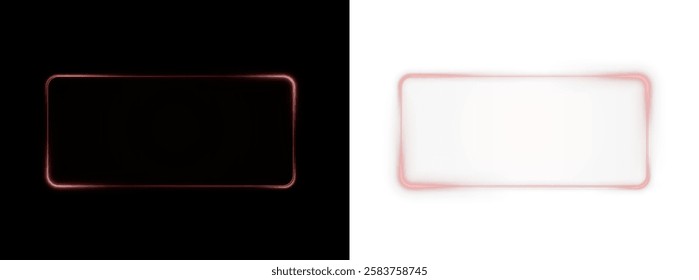 Radiant red frame with a vibrant neon glow on a transparent background. Perfect for dynamic UI elements, futuristic artwork, and digital designs. High-quality PNG for creative and eye-catching visual