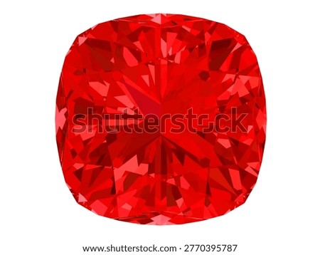 Radiant Red Gemstone, Captivating transparent background featuring a brilliant, faceted ruby gemstone with intense, vibrant red hues and mesmerizing refractive patterns.