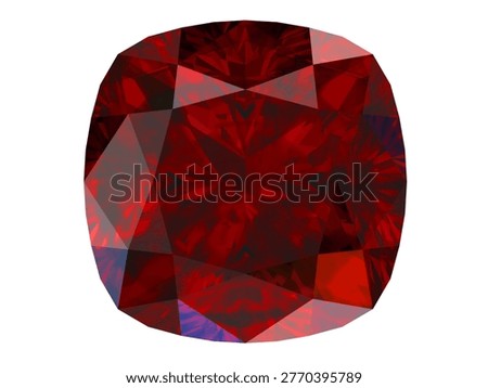 Radiant Red Gemstone, Captivating transparent background featuring a brilliant, faceted ruby gemstone with intense, vibrant red hues and mesmerizing refractive patterns.