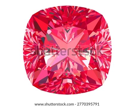 Radiant Red Gemstone, Captivating transparent background featuring a brilliant, faceted ruby gemstone with intense, vibrant red hues and mesmerizing refractive patterns.