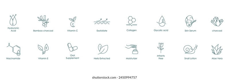 Radiant Revival: Iconos vectoriales para el cuidado de la piel de lujo