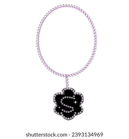 A radiant silver necklace adorned with pink accents vector.