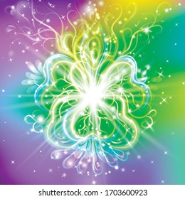 radiant spiritual flower with rays of light, Magic flower, enlightenment or meditation and universe, magic scene, abstract illustration